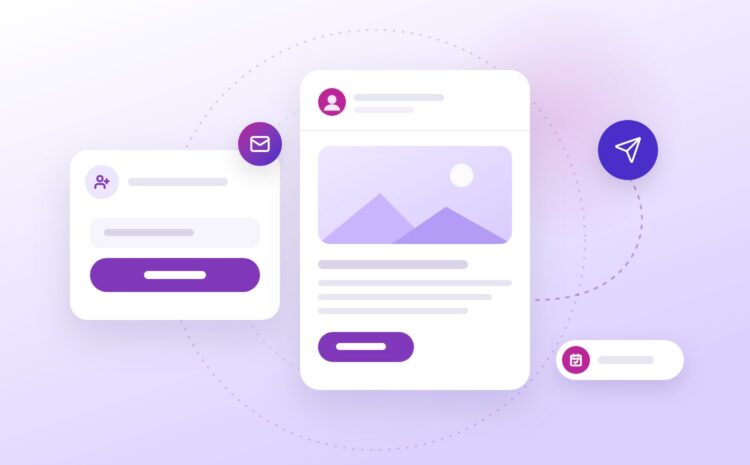 Illustration of an email sign-up form and a newsletter being sent